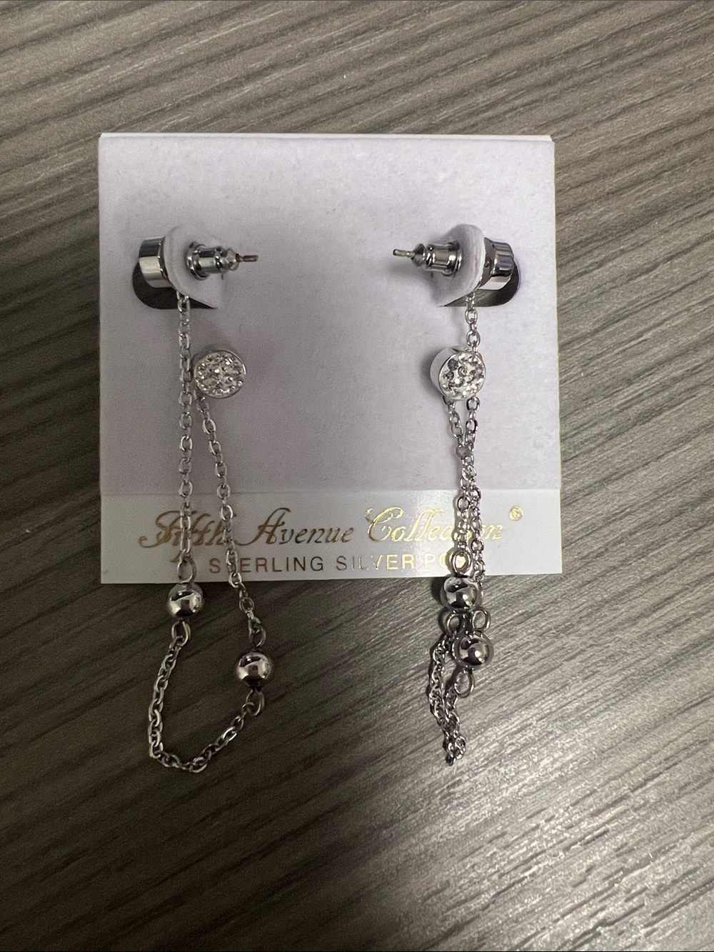 Silver Dangle Chain Earrings double piercing - Silver